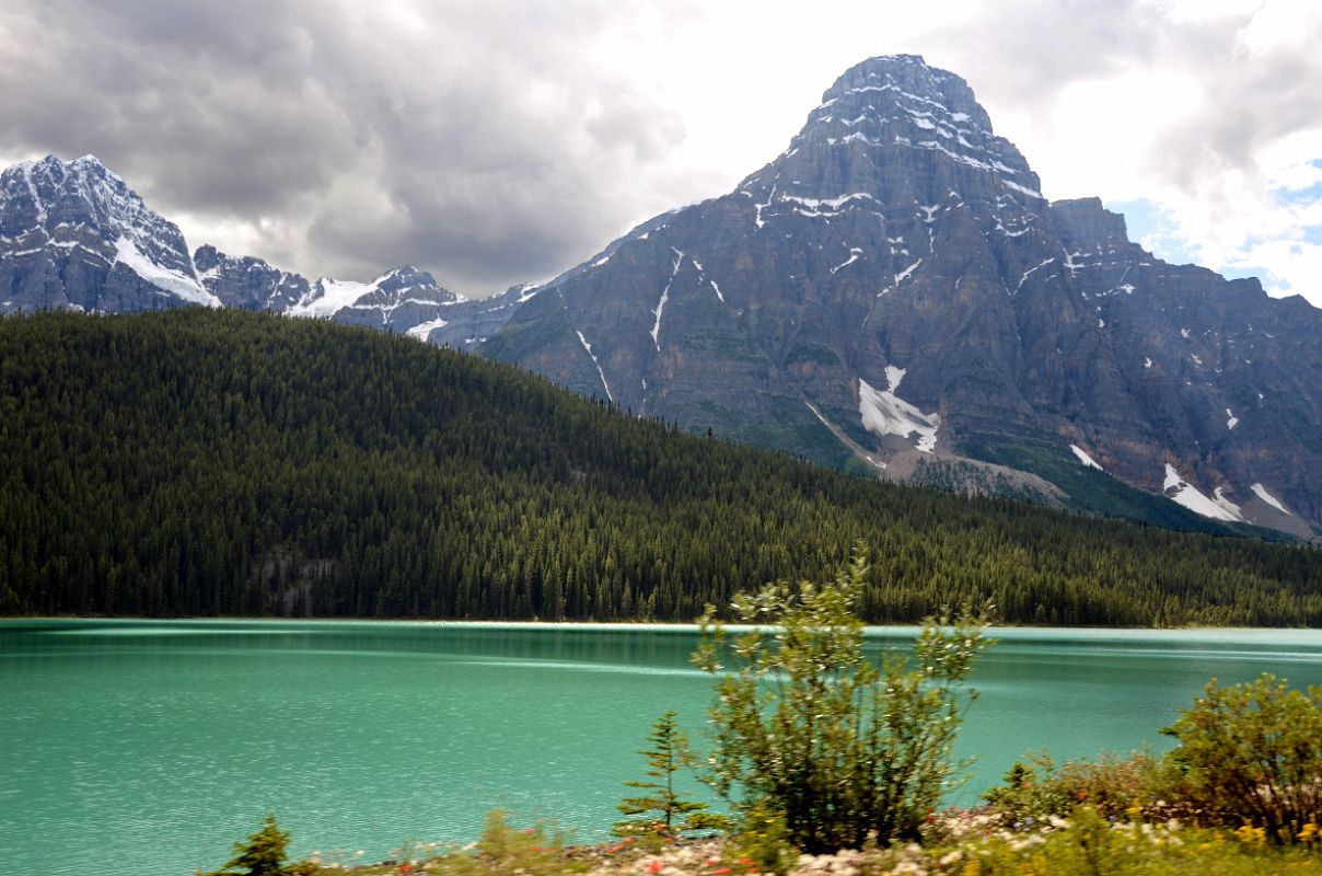 14-S Howse Peak, Mount Chephren In Summer From Icefields Parkway